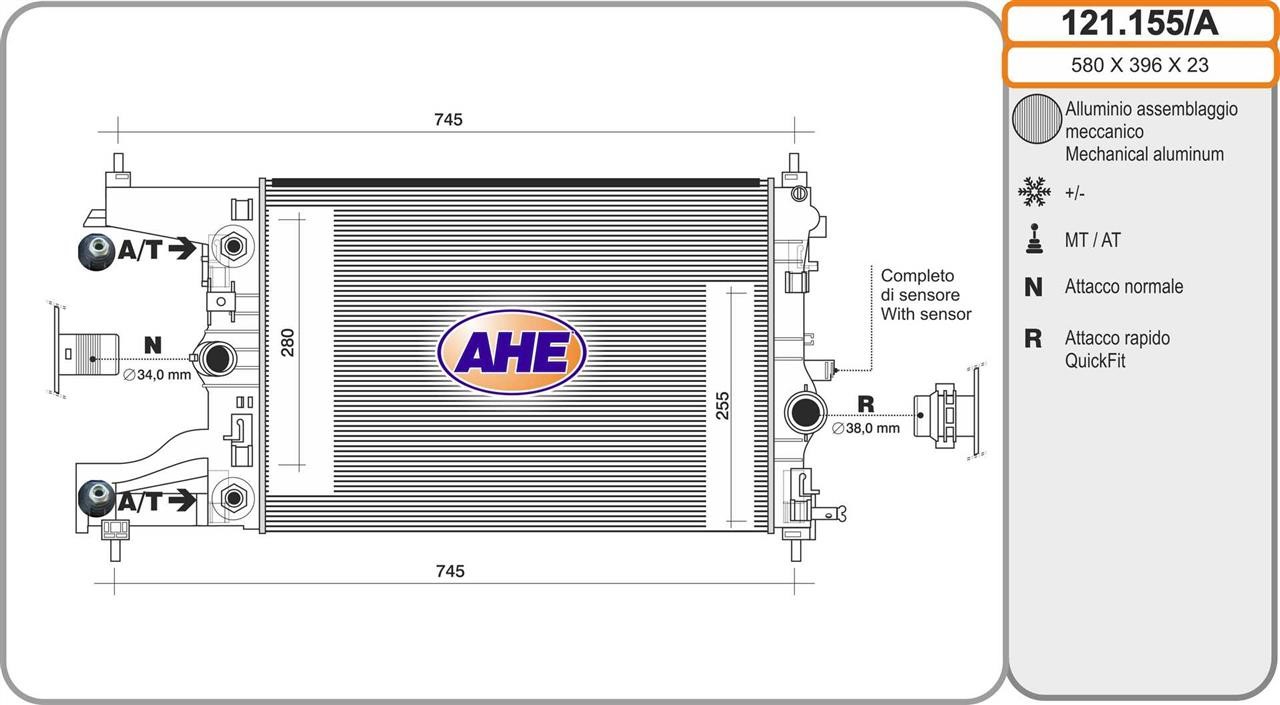 AHE 121.155/A Радіатор охолодження двигуна 121155A: Купити в Україні - Добра ціна на EXIST.UA!