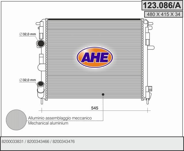 AHE 123.086/A Радіатор охолодження двигуна 123086A: Купити в Україні - Добра ціна на EXIST.UA!