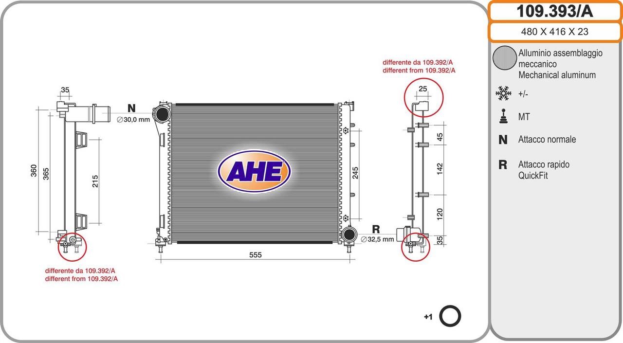 AHE 109.393/A Радіатор охолодження двигуна 109393A: Купити в Україні - Добра ціна на EXIST.UA!