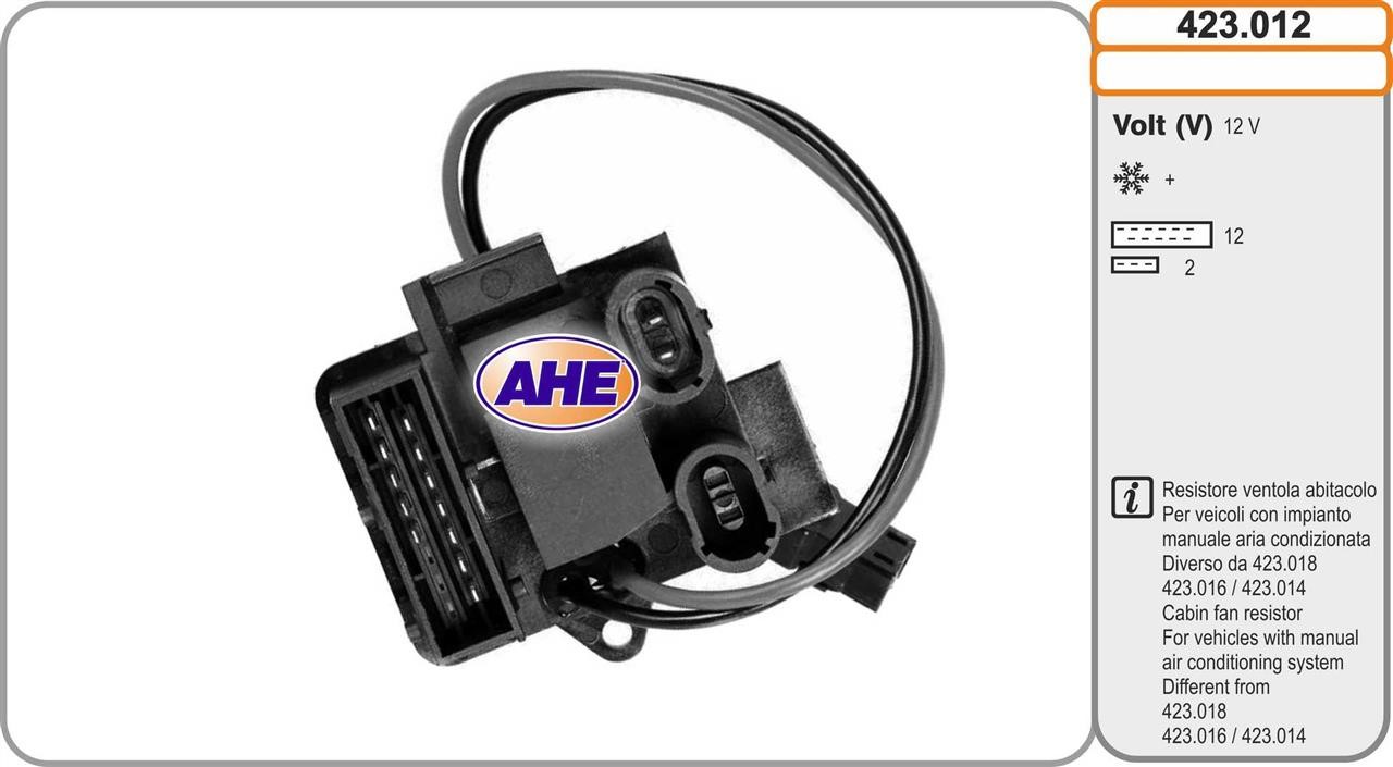 AHE 423.012 Додатковий резистор, електродвигун вентилятора радіатора 423012: Купити в Україні - Добра ціна на EXIST.UA!
