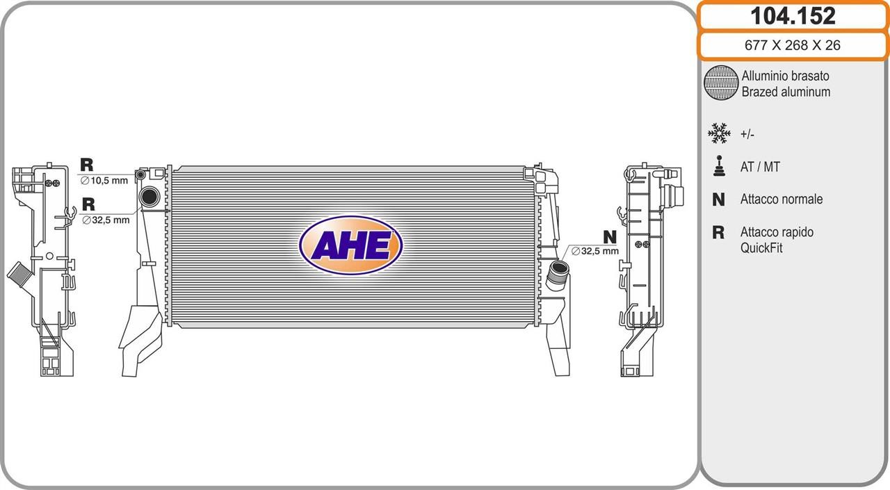 AHE 104.152 Радіатор охолодження двигуна 104152: Купити в Україні - Добра ціна на EXIST.UA!