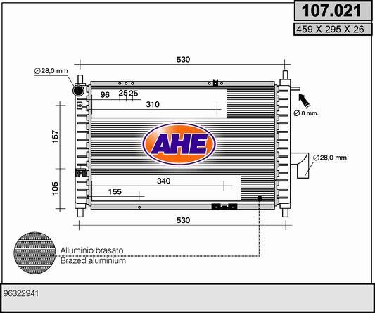 AHE 107.021 Радіатор охолодження двигуна 107021: Купити в Україні - Добра ціна на EXIST.UA!
