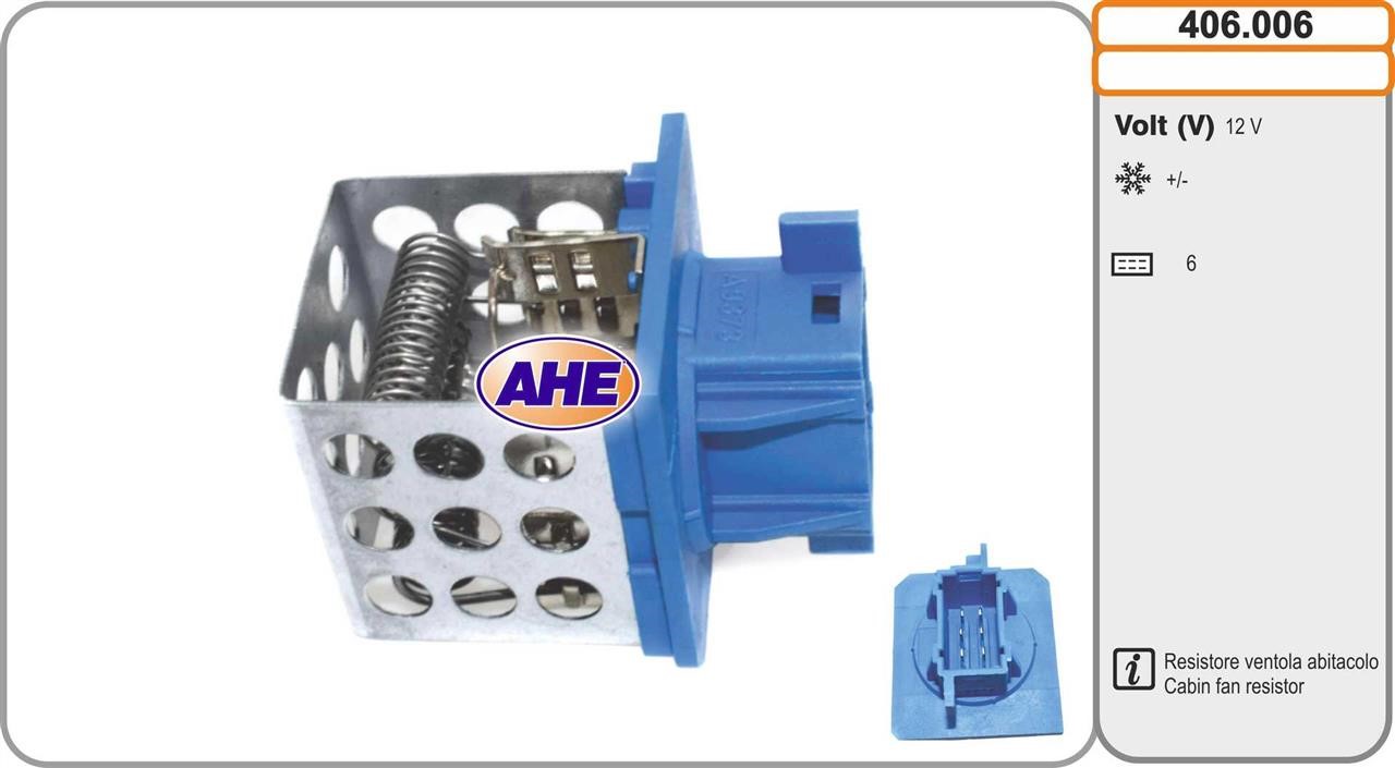 AHE 406.006 Додатковий резистор, електродвигун вентилятора радіатора 406006: Купити в Україні - Добра ціна на EXIST.UA!