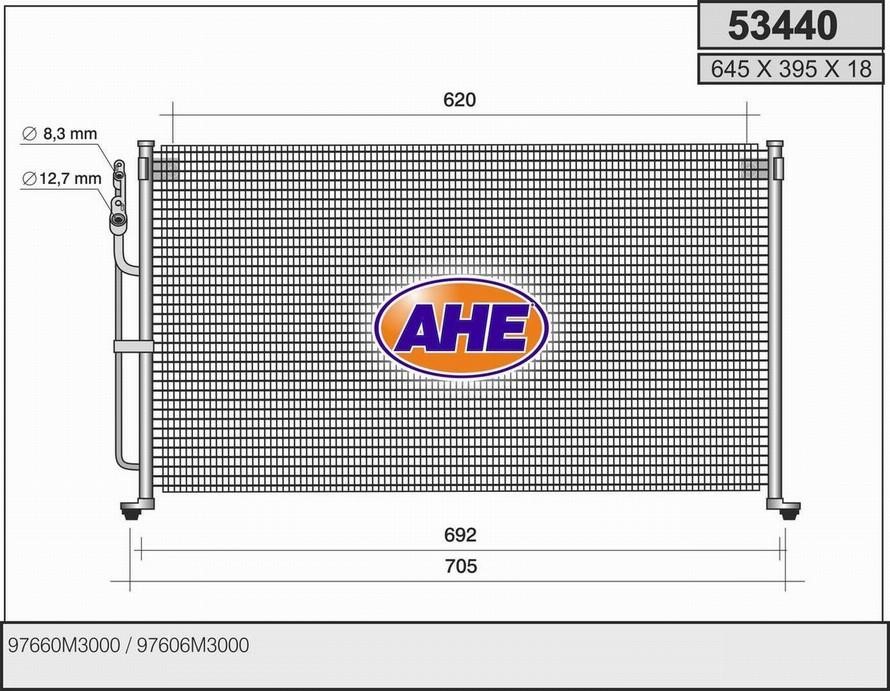 AHE 53440 Радіатор кондиціонера (Конденсатор) 53440: Купити в Україні - Добра ціна на EXIST.UA!