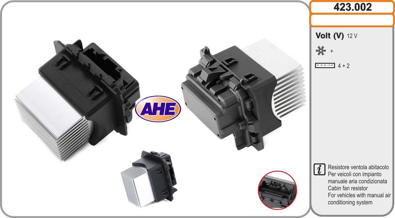 AHE 423.002 Додатковий резистор, електродвигун вентилятора радіатора 423002: Купити в Україні - Добра ціна на EXIST.UA!