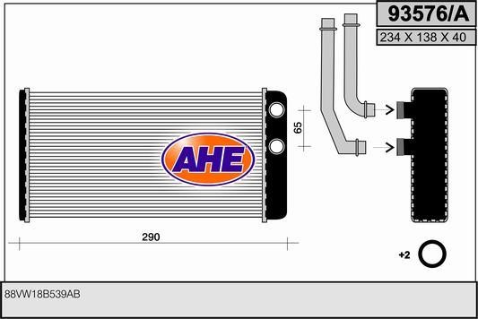 AHE 93576/A Радіатор опалювача салону 93576A: Купити в Україні - Добра ціна на EXIST.UA!