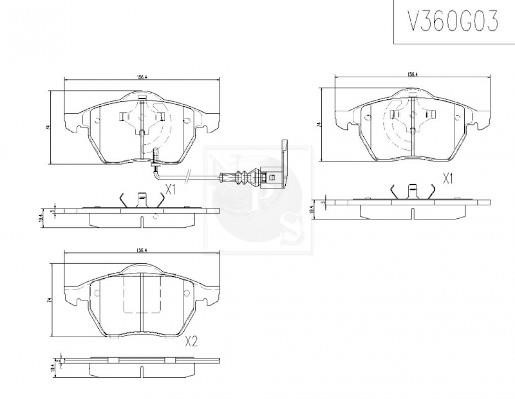 Nippon pieces V360G03 Гальмівні колодки, комплект V360G03: Приваблива ціна - Купити в Україні на EXIST.UA!