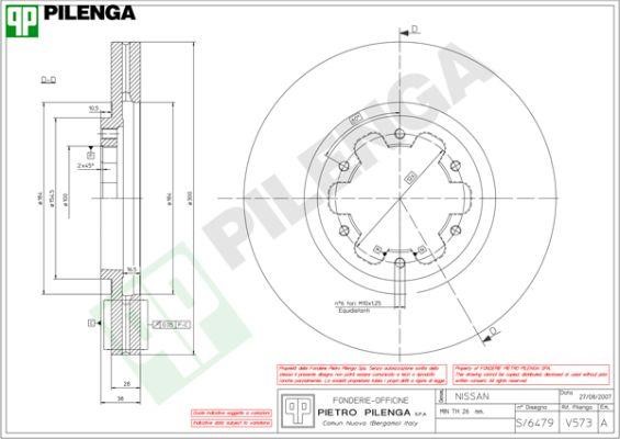 Pilenga V573 Диск гальмівний передній вентильований V573: Купити в Україні - Добра ціна на EXIST.UA!