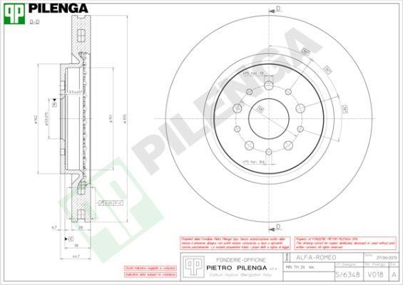 Pilenga V018 Диск гальмівний передній вентильований V018: Купити в Україні - Добра ціна на EXIST.UA!
