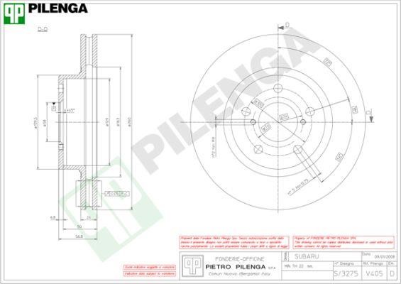 Pilenga V405 Диск гальмівний передній вентильований V405: Приваблива ціна - Купити в Україні на EXIST.UA!