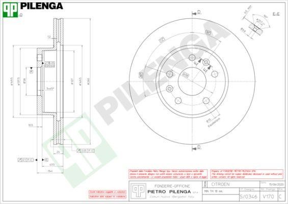 Pilenga V170 Диск гальмівний передній вентильований V170: Купити в Україні - Добра ціна на EXIST.UA!