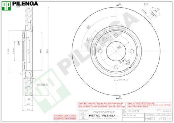 Pilenga V755 Диск гальмівний передній вентильований V755: Купити в Україні - Добра ціна на EXIST.UA!
