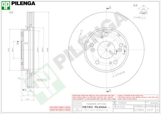 Pilenga V417 Диск гальмівний передній вентильований V417: Купити в Україні - Добра ціна на EXIST.UA!