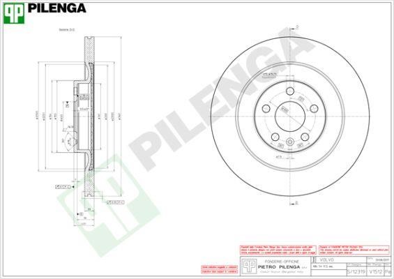 Pilenga V1512 Диск гальмівний задній вентильований V1512: Купити в Україні - Добра ціна на EXIST.UA!