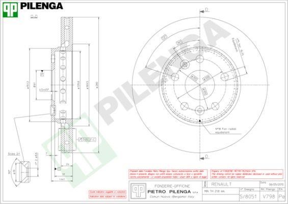 Pilenga V798 Диск гальмівний передній вентильований V798: Купити в Україні - Добра ціна на EXIST.UA!