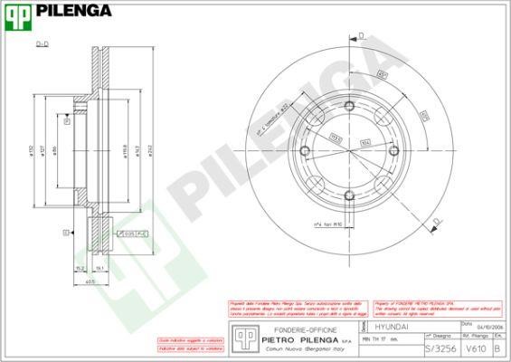 Pilenga V610 Диск гальмівний передній вентильований V610: Купити в Україні - Добра ціна на EXIST.UA!