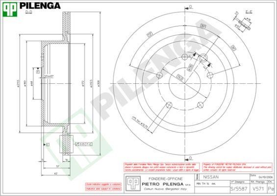 Pilenga V571 Диск гальмівний задній вентильований V571: Купити в Україні - Добра ціна на EXIST.UA!