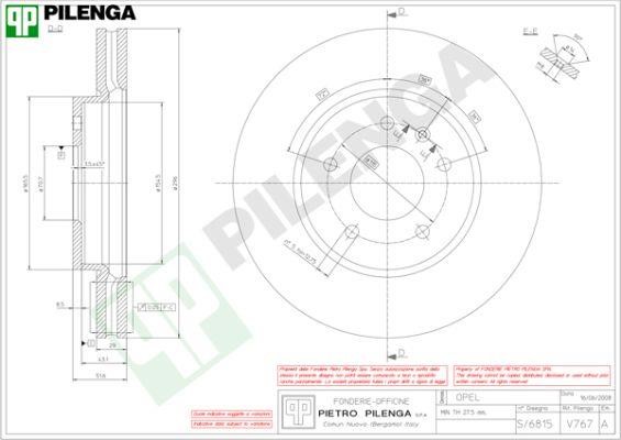 Pilenga V767 Диск гальмівний передній вентильований V767: Купити в Україні - Добра ціна на EXIST.UA!