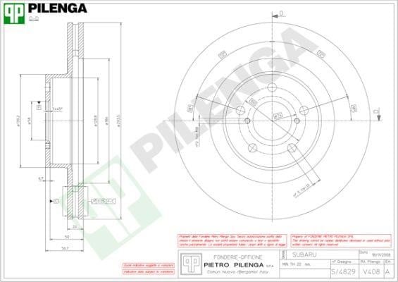Pilenga V408 Диск гальмівний передній вентильований V408: Купити в Україні - Добра ціна на EXIST.UA!