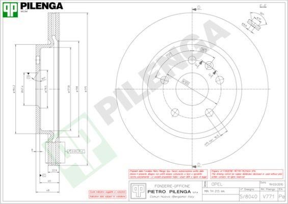 Pilenga V771 Диск гальмівний задній вентильований V771: Купити в Україні - Добра ціна на EXIST.UA!