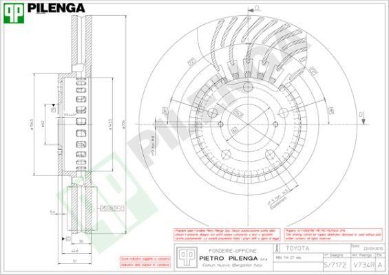 Pilenga V734R Диск гальмівний передній вентильований V734R: Купити в Україні - Добра ціна на EXIST.UA!