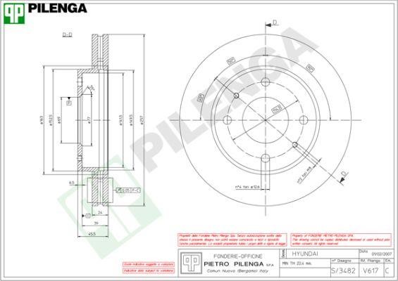 Pilenga V617 Диск гальмівний передній вентильований V617: Купити в Україні - Добра ціна на EXIST.UA!