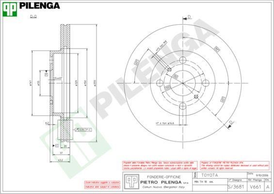 Pilenga V661 Диск гальмівний передній вентильований V661: Купити в Україні - Добра ціна на EXIST.UA!