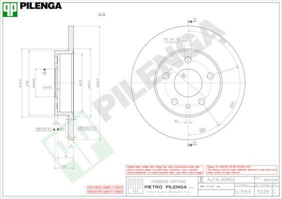 Pilenga 5028 Диск гальмівний задній невентильований 5028: Купити в Україні - Добра ціна на EXIST.UA!