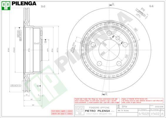 Pilenga V1402 Диск гальмівний задній вентильований V1402: Купити в Україні - Добра ціна на EXIST.UA!