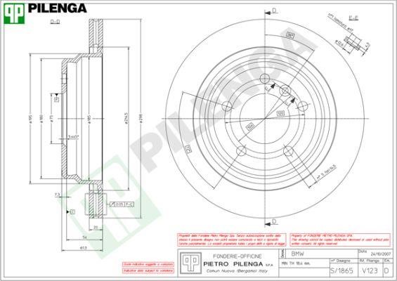 Pilenga V123 Диск гальмівний задній вентильований V123: Купити в Україні - Добра ціна на EXIST.UA!
