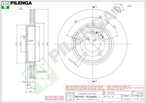 Pilenga V430 Диск гальмівний передній вентильований V430: Купити в Україні - Добра ціна на EXIST.UA!
