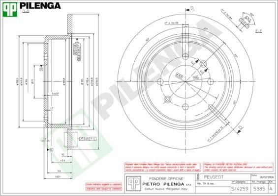 Pilenga 5385 Диск гальмівний задній невентильований 5385: Купити в Україні - Добра ціна на EXIST.UA!
