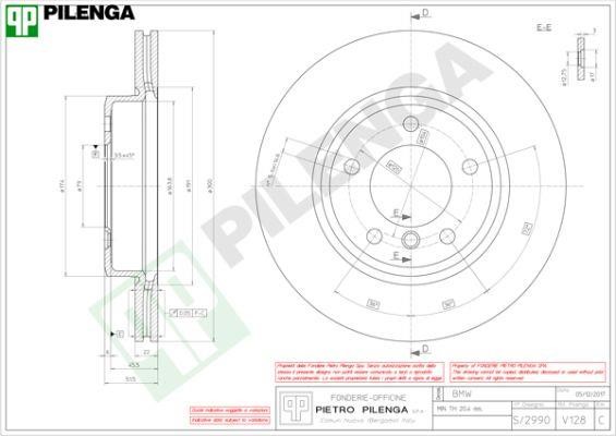 Pilenga V128 Диск гальмівний передній вентильований V128: Купити в Україні - Добра ціна на EXIST.UA!