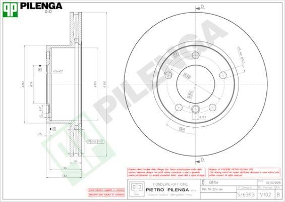 Pilenga V102 Диск гальмівний передній вентильований V102: Приваблива ціна - Купити в Україні на EXIST.UA!