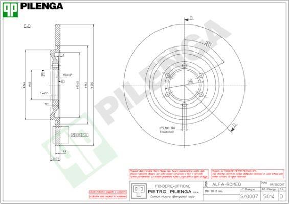 Pilenga 5014 Диск гальмівний задній невентильований 5014: Купити в Україні - Добра ціна на EXIST.UA!