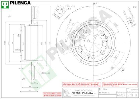Pilenga V121 Диск гальмівний передній вентильований V121: Купити в Україні - Добра ціна на EXIST.UA!