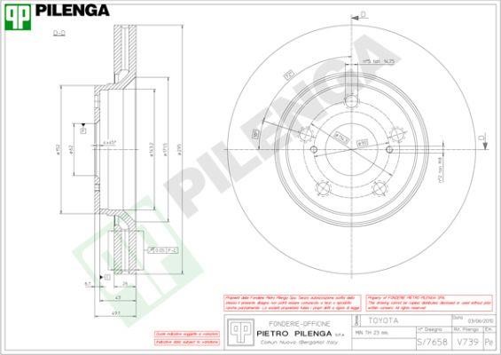 Pilenga V739 Диск гальмівний передній вентильований V739: Приваблива ціна - Купити в Україні на EXIST.UA!