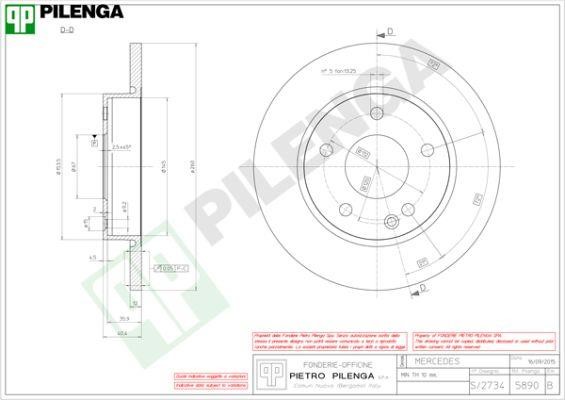 Pilenga 5890 Диск гальмівний передній невентильований 5890: Приваблива ціна - Купити в Україні на EXIST.UA!