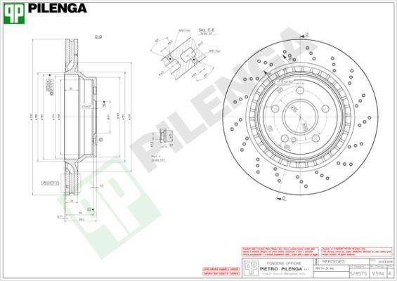Pilenga V594 Диск гальмівний задній вентильований V594: Купити в Україні - Добра ціна на EXIST.UA!