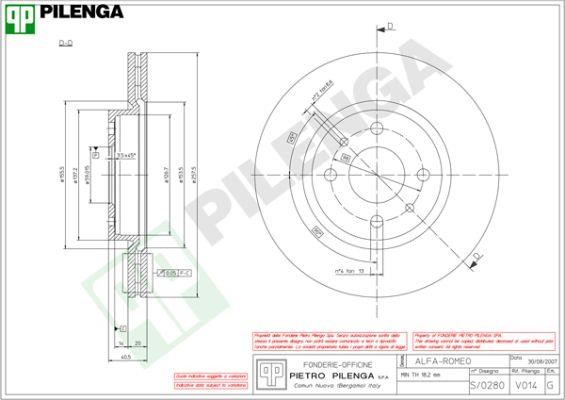 Pilenga V014 Диск гальмівний передній вентильований V014: Купити в Україні - Добра ціна на EXIST.UA!
