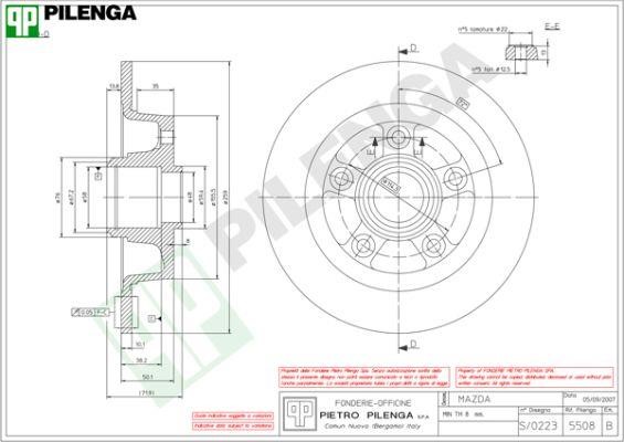 Pilenga 5508 Диск гальмівний задній невентильований 5508: Купити в Україні - Добра ціна на EXIST.UA!