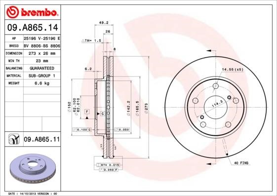 Breco BS 8806 Диск гальмівний передній вентильований BS8806: Купити в Україні - Добра ціна на EXIST.UA!