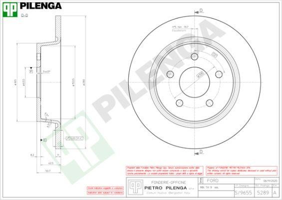 Pilenga 5289 Диск гальмівний задній невентильований 5289: Купити в Україні - Добра ціна на EXIST.UA!