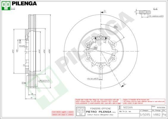 Pilenga V882 Диск гальмівний передній вентильований V882: Приваблива ціна - Купити в Україні на EXIST.UA!