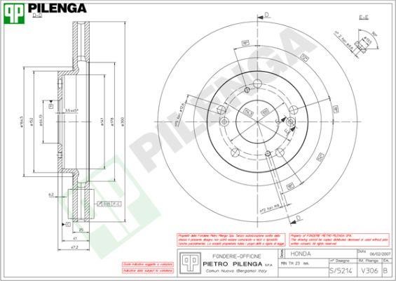 Pilenga V306 Диск гальмівний передній вентильований V306: Купити в Україні - Добра ціна на EXIST.UA!