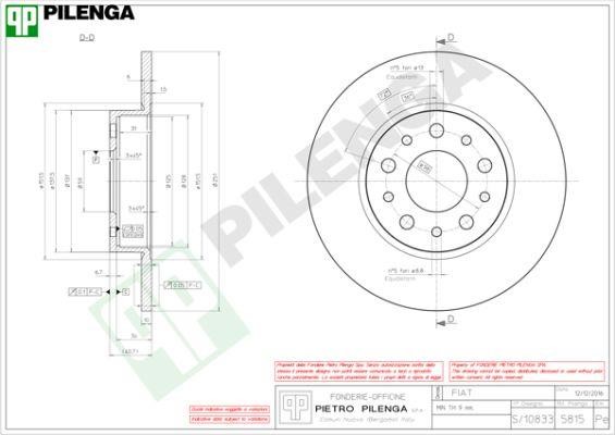 Pilenga 5815 Диск гальмівний задній невентильований 5815: Купити в Україні - Добра ціна на EXIST.UA!