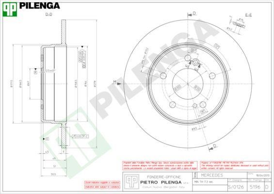 Pilenga 5196 Диск гальмівний задній невентильований 5196: Купити в Україні - Добра ціна на EXIST.UA!