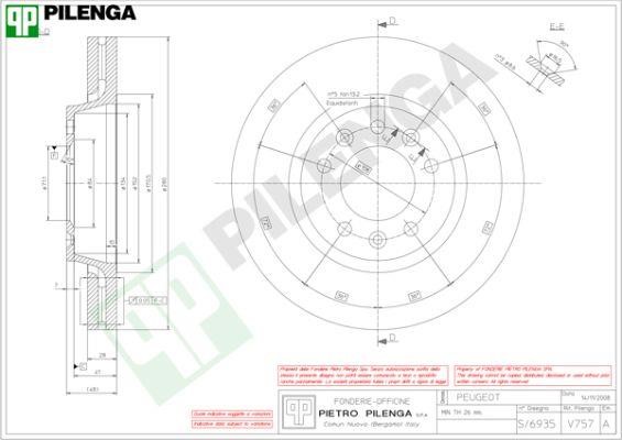 Pilenga V757 Диск гальмівний передній вентильований V757: Купити в Україні - Добра ціна на EXIST.UA!