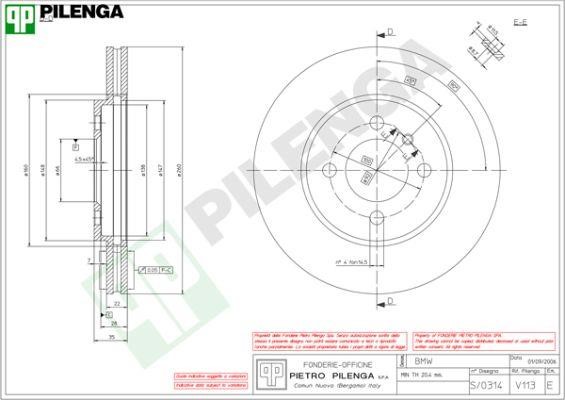Pilenga V113 Диск гальмівний передній вентильований V113: Купити в Україні - Добра ціна на EXIST.UA!