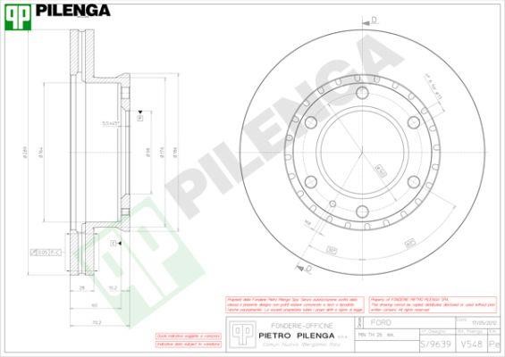 Pilenga V548 Диск гальмівний передній вентильований V548: Купити в Україні - Добра ціна на EXIST.UA!